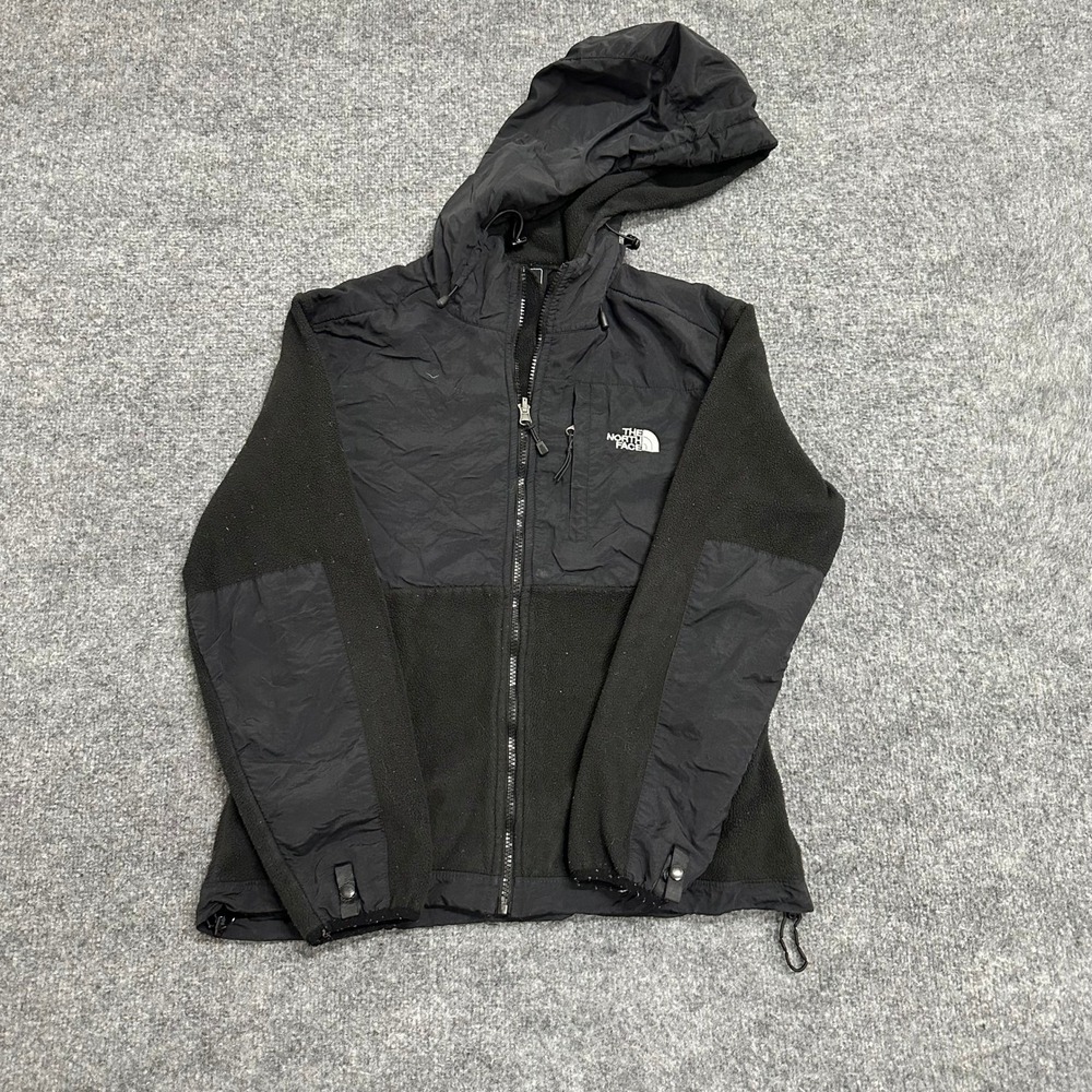 The North Face Fleece Jacket Womens Size M Black Denali Hooded Full Zip Outdoor